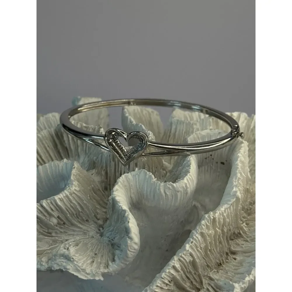 925 Sterling Silver NDI Diamond Heart Bracelet